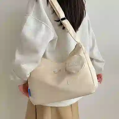 芭菲尼 休闲简约日常通勤时尚百搭 尼龙 单肩斜挎包 女款 白色黑色黄色蓝色