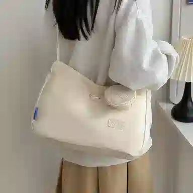 芭菲尼 休闲简约日常通勤时尚百搭 尼龙 单肩斜挎包 女款 白色黑色黄色蓝色