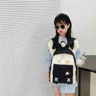 芭菲尼 日系小清新高颜值女生 尼龙 双肩包 儿童款 粉红色/黑色/绿色/蓝色