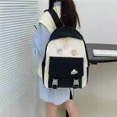 芭菲尼 日系小清新高颜值女生 尼龙 双肩包 儿童款 粉红色/黑色/绿色/蓝色