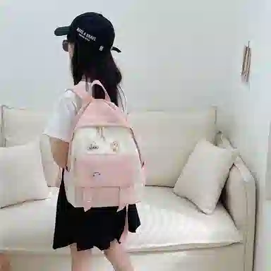 芭菲尼 日系小清新高颜值女生 尼龙 双肩包 儿童款 粉红色/黑色/绿色/蓝色