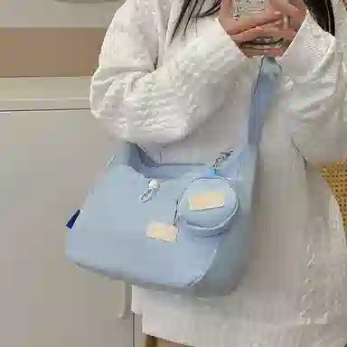 芭菲尼 休闲简约日常通勤时尚百搭 尼龙 单肩斜挎包 女款 白色黑色黄色蓝色