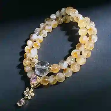 【真爱至上灵隐上上签】 喜宝春花 暴富黄塔晶佛珠转运珠正缘桃花国风女友新增蝴蝶结清冷高级感百搭#好运天然 黄水晶 手串 男女同款情侣款