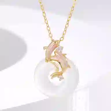 喜宝春花 锦鲤 诸事顺利八方来财财源滚滚福禄吉祥小众诸事顺利礼盒款 #好运 平安扣 玉髓 项链 男女同款情侣款