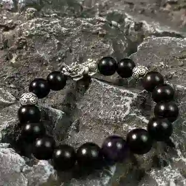 【s999足银貔貅】 喜宝春花 八方来财紫水晶转运珠佛珠父亲前程似锦平安喜乐男朋友诸事顺利国风新中式古风好运 黑檀 手串 男女同款情侣款