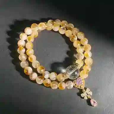 【真爱至上灵隐上上签】 喜宝春花 暴富黄塔晶佛珠转运珠正缘桃花国风女友新增蝴蝶结清冷高级感百搭#好运天然 黄水晶 手串 男女同款情侣款