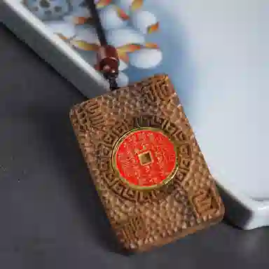 喜宝春花 天官赐福 诸事喜乐国风小众新中式复古新中式百搭福禄吉祥时尚百搭好运 檀木 项链 男女同款情侣款