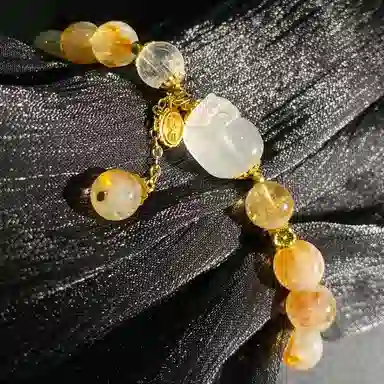 【财运亨通灵隐上上签】 喜宝春花 福牌正缘桃花八方来财貔貅国风佛珠新中式百搭高级感#好运天然 黄水晶 手串 男女同款情侣款