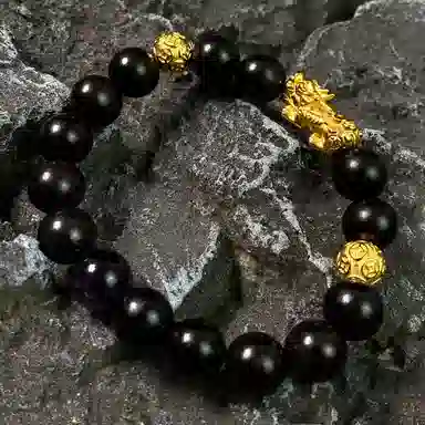 【s999足银貔貅】 喜宝春花 八方来财紫水晶转运珠佛珠父亲前程似锦平安喜乐男朋友诸事顺利国风新中式古风好运 黑檀 手串 男女同款情侣款