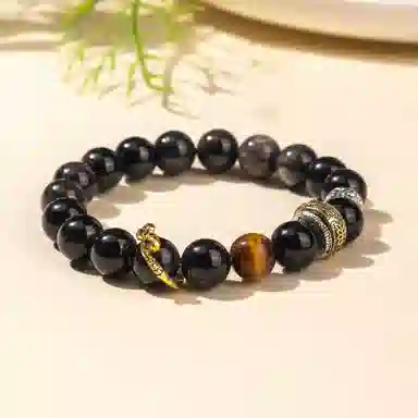 【灵隐上上签暴富】 喜宝春花 平步青云扶摇直上六字箴言佛珠财运亨通飞黄腾达祥云转运珠国风新中式百搭#好运 黑曜石 手串 男女同款情侣款