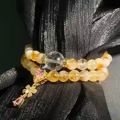 【真爱至上灵隐上上签】 喜宝春花 暴富黄塔晶佛珠转运珠正缘桃花国风女友新增蝴蝶结清冷高级感百搭#好运天然 黄水晶 手串 男女同款情侣款