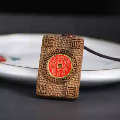 喜宝春花 天官赐福 诸事喜乐国风小众新中式复古新中式百搭福禄吉祥时尚百搭好运 檀木 项链 男女同款情侣款
