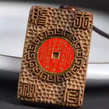 喜宝春花 天官赐福 诸事喜乐国风小众新中式复古新中式百搭福禄吉祥时尚百搭好运 檀木 项链 男女同款情侣款