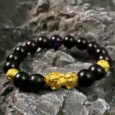 【s999足银貔貅】 喜宝春花 八方来财紫水晶转运珠佛珠父亲前程似锦平安喜乐男朋友诸事顺利国风新中式古风好运 黑檀 手串 男女同款情侣款