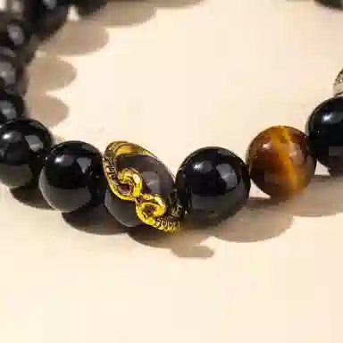 【灵隐上上签暴富】 喜宝春花 平步青云扶摇直上六字箴言佛珠财运亨通飞黄腾达祥云转运珠国风新中式百搭#好运 黑曜石 手串 男女同款情侣款