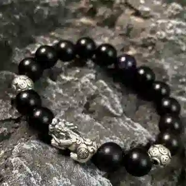 【s999足银貔貅】 喜宝春花 八方来财紫水晶转运珠佛珠父亲前程似锦平安喜乐男朋友诸事顺利国风新中式古风好运 黑檀 手串 男女同款情侣款