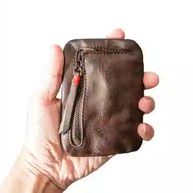 后步 简约复古小巧超薄休闲百搭日常通勤 头层牛皮 零钱包 男女同款情侣款 多色