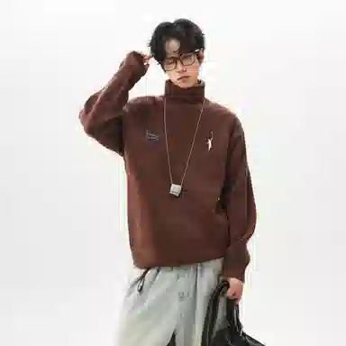 CHARLIE GOLF Basic Logo Turtleneck Sweater