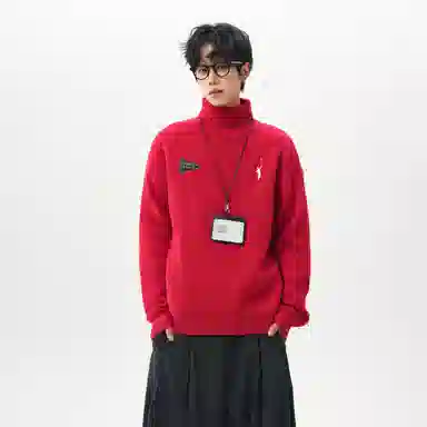 CHARLIE GOLF Basic Logo Turtleneck Sweater