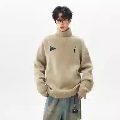 CHARLIE GOLF Basic Logo Turtleneck Sweater