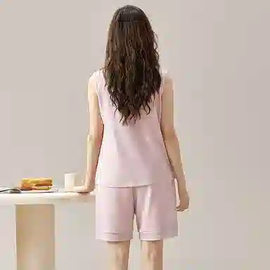 花季的故事 休闲时尚舒适百搭无袖背心简约短裤睡衣套装 女款 浅紫色