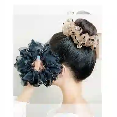 Zuoou Large Polka Dot Organza Ponytail Holder
