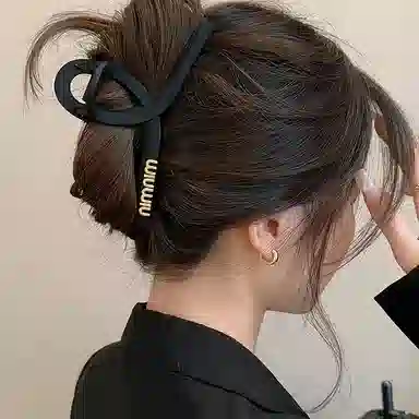左欧 黑色大号抓夹发量多后脑勺盘发高级感鲨鱼夹子 亚克力 发夹 女款