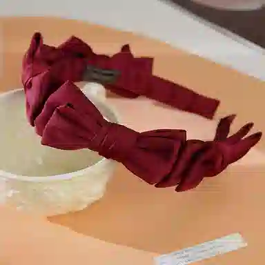 左欧 高级感缎面百搭发卡头箍新款高颅顶发饰 蝴蝶结发箍 女款