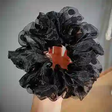 Zuoou Large Polka Dot Organza Ponytail Holder