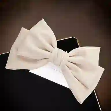 左欧 黑色蝴蝶结 后脑勺盘发弹簧夹顶夹 甜美发卡头饰 布艺 珍珠 发夹 女款