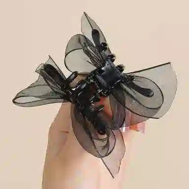 左欧 欧根纱蝴蝶结刘海夹高级感 发夹 女款