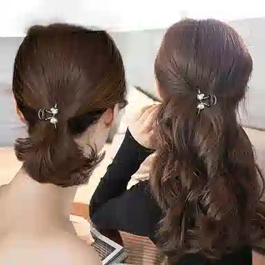 左欧 短发半扎发发量少后脑勺水钻蝴蝶结一字夹头发 发夹 女款