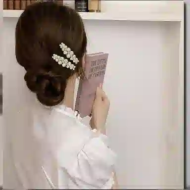 左欧 珍珠侧边一字夹精致复古夹子头饰前额刘海碎高端弹簧夹 合金 发夹 女款