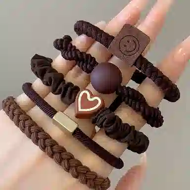 左欧 皮筋高弹力耐用黑色加粗扎头发高颜值发绳#好运 尼龙 发圈 女款