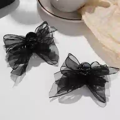 左欧 欧根纱蝴蝶结刘海夹高级感 发夹 女款