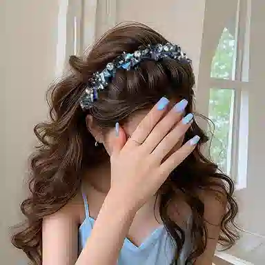 左欧 发捆头饰高颅顶轻奢带齿头箍 高级感时尚洋气串珠 水晶 发箍 女款