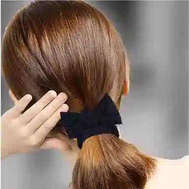 左欧 扎头发蝴蝶结 精致可爱高弹力简约韩国黑色发圈 布艺 头绳 女款