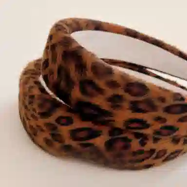 左欧 宽边豹纹 高级感时尚洋气秋冬 复古气质发窟发捆 绒毛 发箍 女款