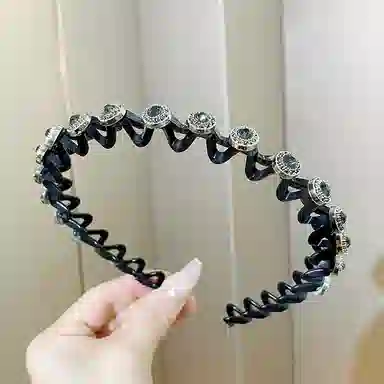 左欧 带齿防滑刘海碎发整理神器外出压碎发防滑设计气质水钻珍珠 发箍 女款