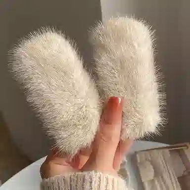 左欧 方形大号毛绒碎发边夹侧边 发夹 女款