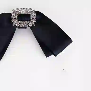 左欧 后脑勺蝴蝶结一字夹高端水钻弹簧夹 布艺 发夹 女款