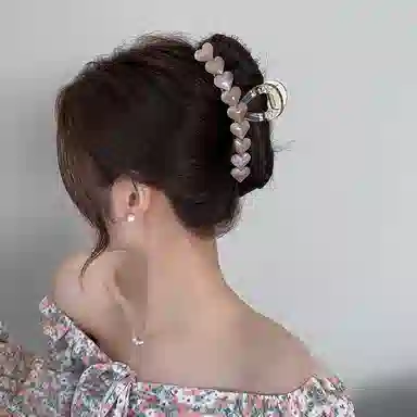 左欧 超大号爱心 高级感发量多头发 亚克力 发夹 女款