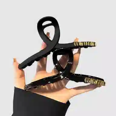 左欧 黑色大号抓夹发量多后脑勺盘发高级感鲨鱼夹子 亚克力 发夹 女款