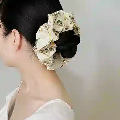 左欧 大肠 高级感碎花 精致复古 公主风高颜值大号 发圈 头绳 女款