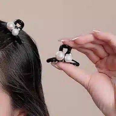 左欧 复古珍珠小抓夹高级感刘海夹小号鲨鱼夹子 发夹 女款