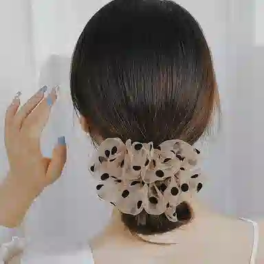 Zuoou Large Polka Dot Organza Ponytail Holder