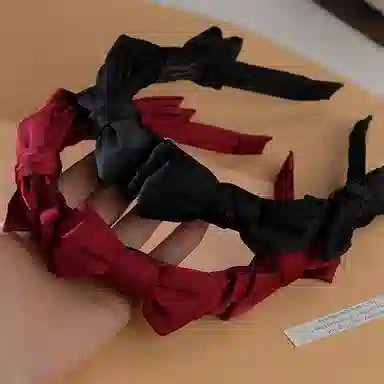 左欧 高级感缎面百搭发卡头箍新款高颅顶发饰 蝴蝶结发箍 女款