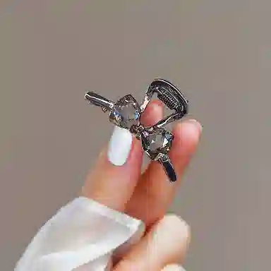 左欧 短发半扎发发量少后脑勺水钻蝴蝶结一字夹头发 发夹 女款