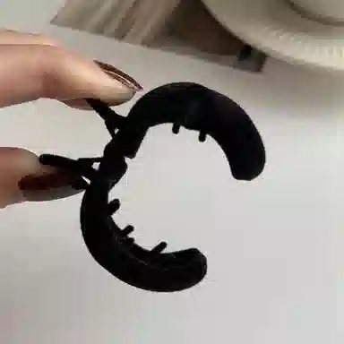 左欧 复古精致爱心后脑勺高马尾高级感可爱 植绒 发夹 女款