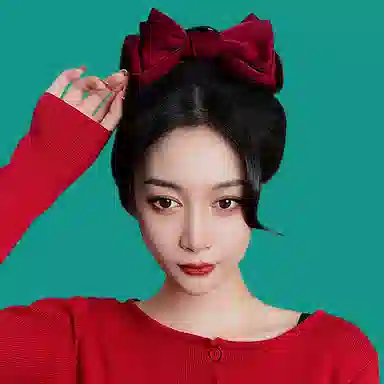 左欧 缎面蝴蝶结抓夹 双面 后脑勺大号鲨鱼夹 发夹 女款 酒红色